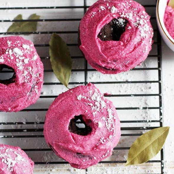 Vegan Chocolate Donuts + Pink Beet Coconut Butter Cream Frosting
