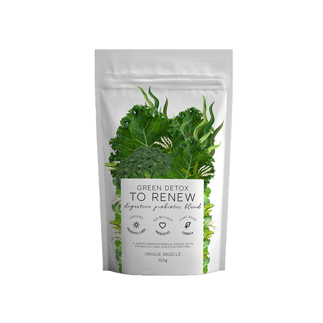 Green Detox To Renew - Superfood & Digestive Probiotic Blend - Unique Muscle