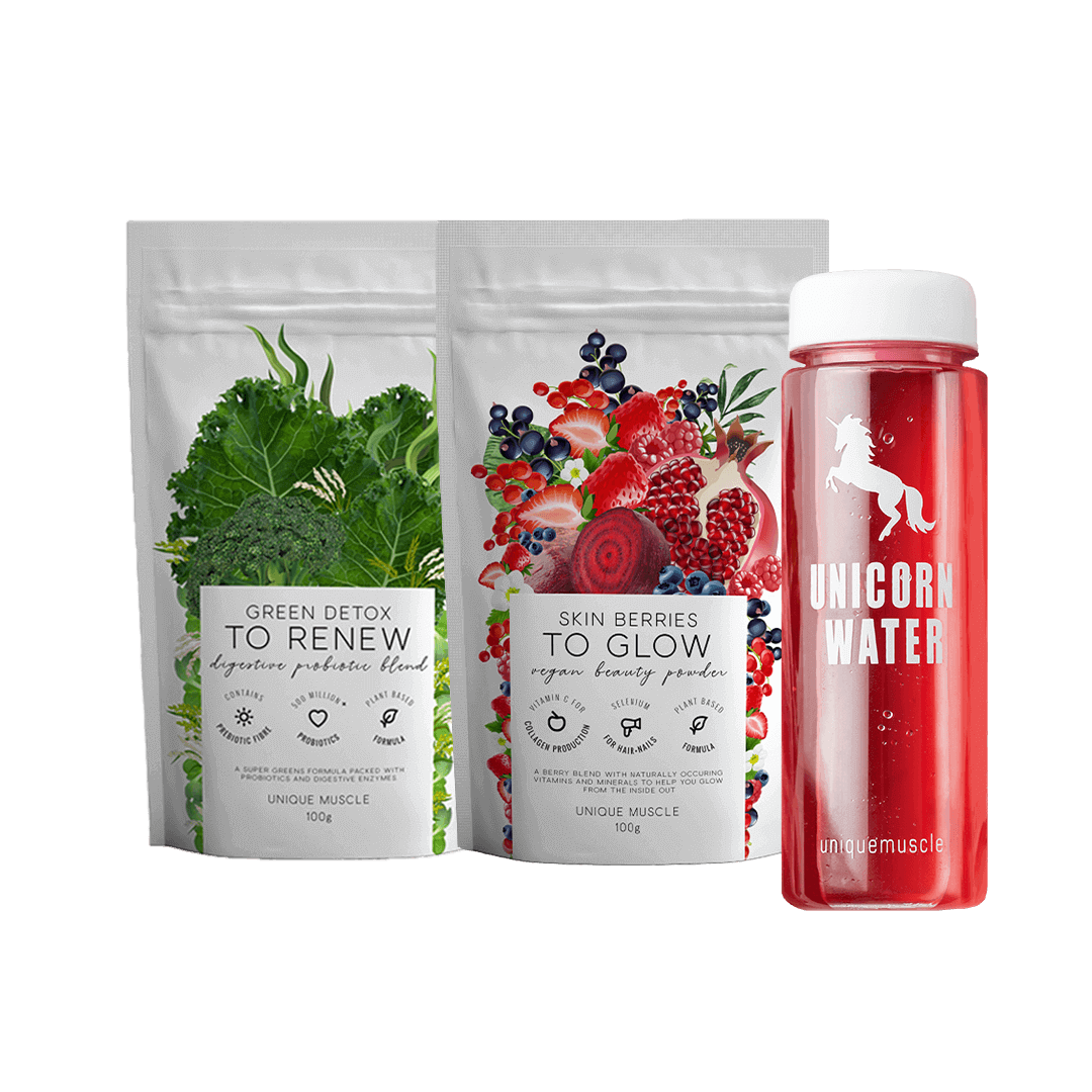 Unicorn Water Green Detox & Skin Berries Wellness Pack - Unique Muscle